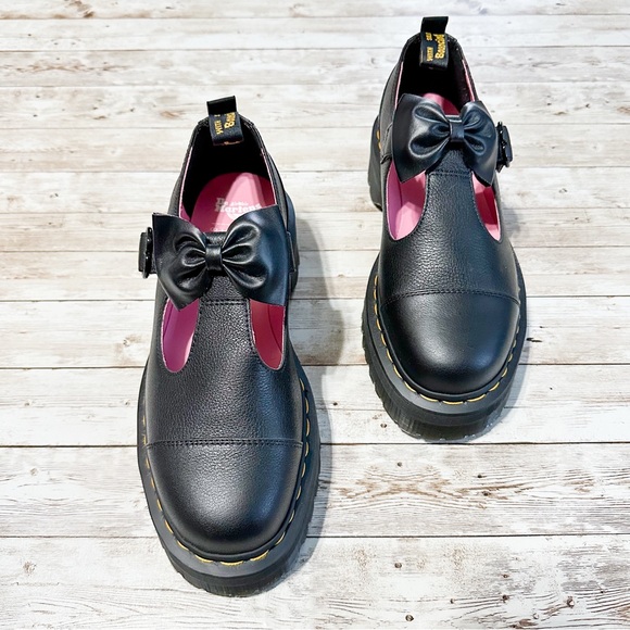 Dr Martens x Lazy Oaf Bethan Mary Jane Leather Black Size 10 NEW - Picture 4 of 12
